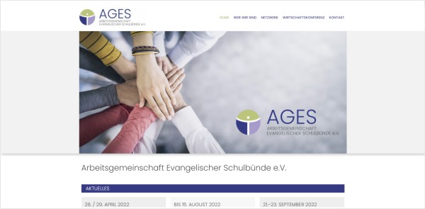 Arbeitsgemeinschaft Ev. Schulbünde - Referenz, Screenshot der Startseite