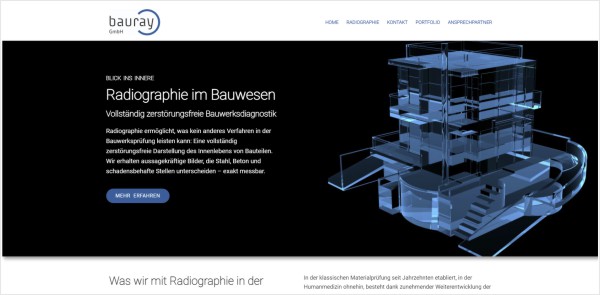 One-Page-Design für Bauray - Screenshot Startseite