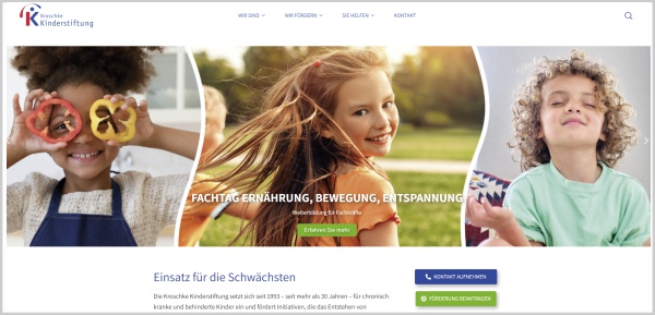 Kroschke Kinderstiftung - Webdesign - Screenshot der Startseite